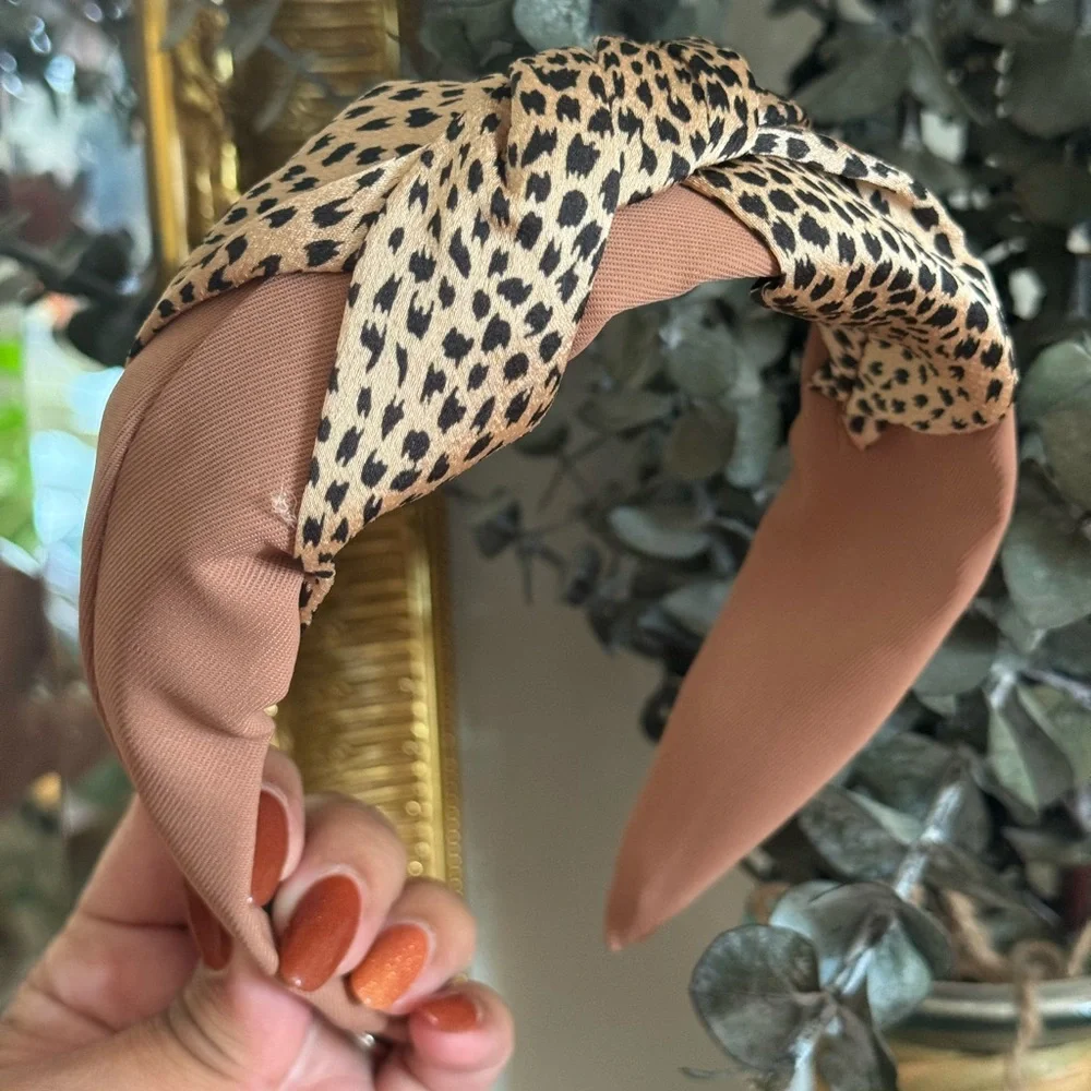 Leopard Print Knotted Headband | Chic Neutral Statement Hair Accessory